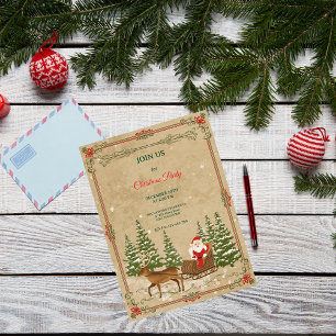 Invitación Clásico Navidad Nostálgica Vintage 