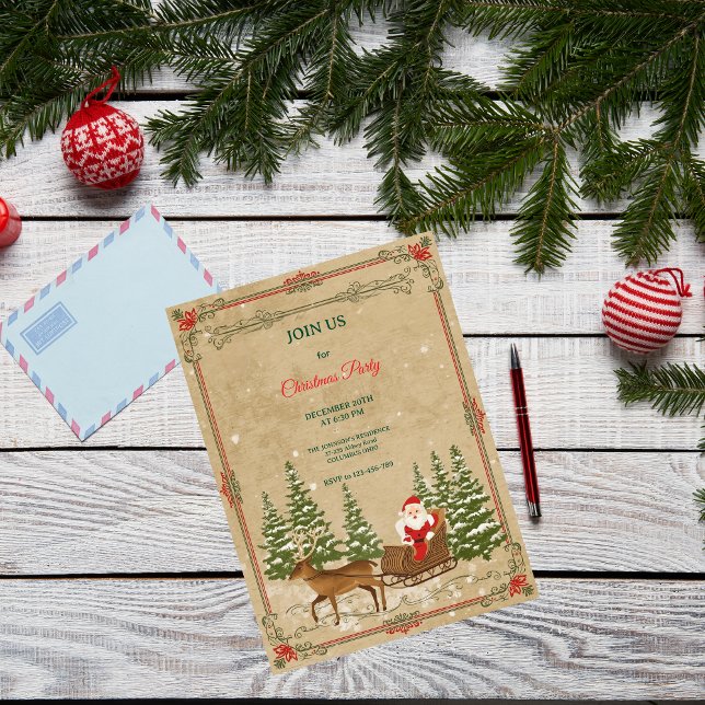 Invitación Clásico Navidad Nostálgica Vintage  (Subido por el creador)