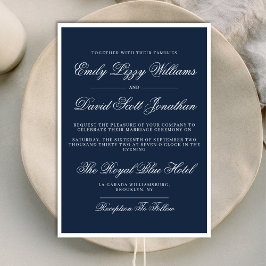 Invitación Clásico Navy Blue Nautical Elegant QR