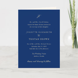 Invitación Clásico Navy y Crema Elegante Todo En Uno Boda