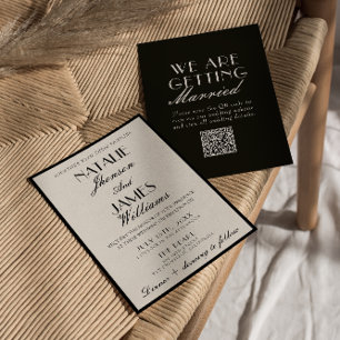 Invitación Clásico Negro Blanco Dinero Antiguo Elegante Códig