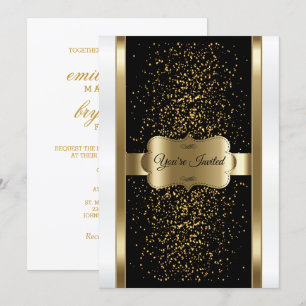 Invitación Clásico negro, blanco y oro