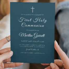 Invitación Clásico Niño Azul Mínimo Primera Comunión Sagrada