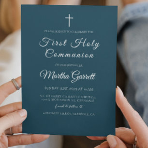 Invitación Clásico Niño Azul Mínimo Primera Comunión Sagrada