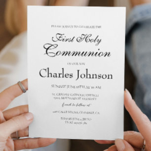 Invitación Clásico Niño Blanco Mínimo Primera Comunión Sagrad