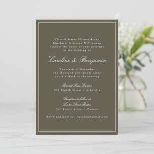 Invitación Clásico Olivo Borde Script Elegante RSVP de Boda