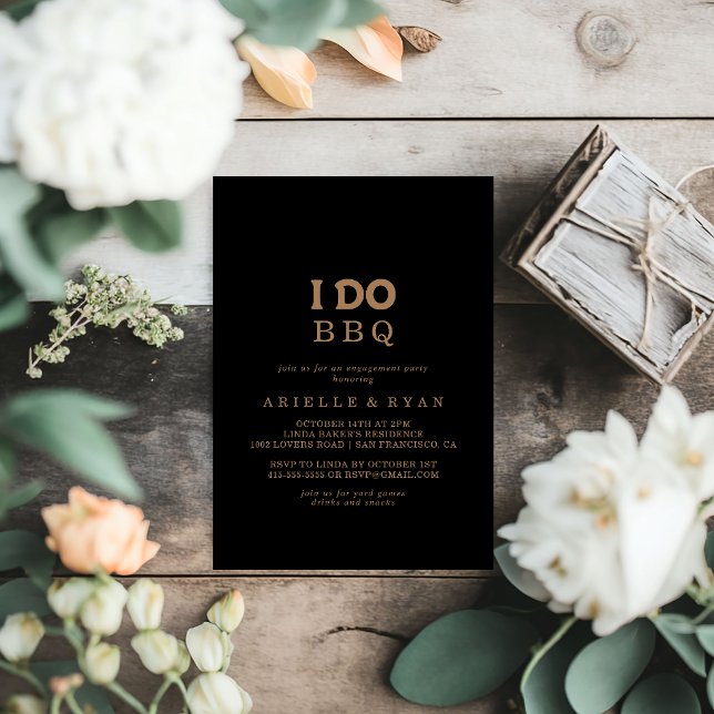 Invitación Clásico Oro Negro Fiesta de Compromiso I Do BBQ (Subido por el creador)