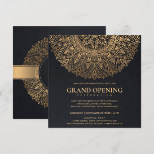 INVITACIÓN CLÁSICO ORO NEGRO MANDALA GRAN APERTURA ORNADA