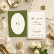 Clásico Óvalo Retro Verde Oliva Boda de Dinero Ant
