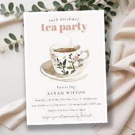 Invitación Clásico Pastel Floral Tea Cup Cumpleaños Tea Fiest