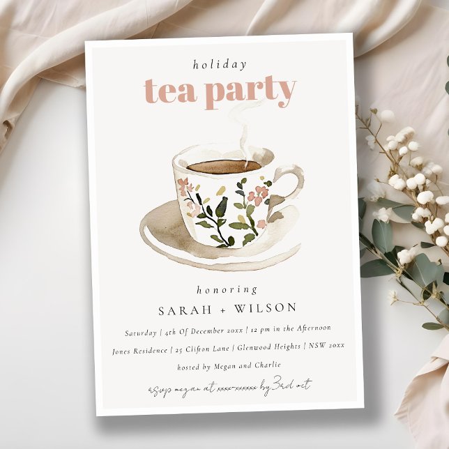 Invitación Clásico Pastel Floral Tea Cup Holiday Tea Fiesta (Subido por el creador)