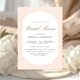 Invitación Clásico Pastel Melocotón Rayado Festa de Despedida