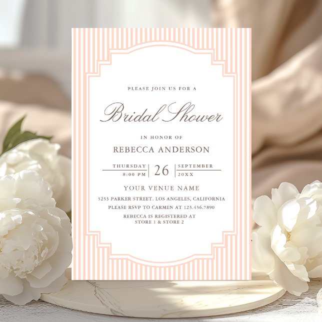 Invitación Clásico Pastel Melocotón Rayado Festa de Despedida (Subido por el creador)