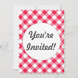 Invitación Clásico patrón de gingham rojo y blanco rústico