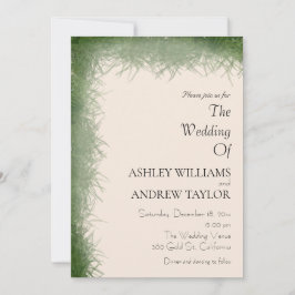 Invitación Clásico Patrón de hierba verde Beige Elegante Boda
