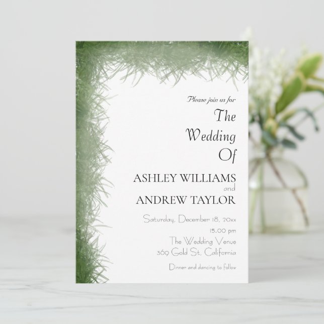 Invitación Clásico Patrón de hierba verde elegante Boda elega (Anverso de pie)