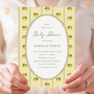 Invitación Clásico Patrón de Raya de Limón para Baby Shower
