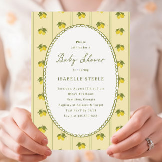 Invitación Clásico Patrón de Raya de Limón para Baby Shower
