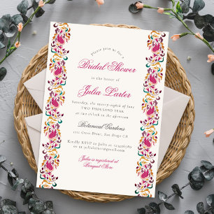 Invitación Clásico Perla Cisne Marco Floral Shower Nupcial