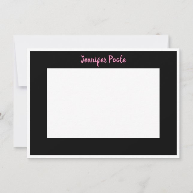 Invitación Clásico personalizado negro, blanco y rosado (Anverso)