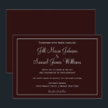 Invitación Clásico Pluma oscura y Boda gris<br><div class="desc">Se presenta aquí una clásica invitación a la boda gris y a la ciruela oscura. Con un fondo de ciruela oscura,  con texto gris,  su información se puede insertar fácilmente utilizando las plantillas simples. ¡Defiéndese de la multitud hoy!</div>
