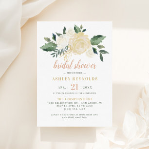 Invitación Clásico ramo de rosas blancas para boda y ducha nu