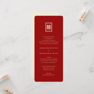 Invitación Clásico Rectángulo doble felicidad Boda chino