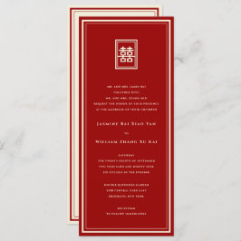 Invitación Clásico Rectángulo doble felicidad Boda chino
