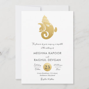 Invitación Clásico Relieve metalizado dorado Faux Ganesha Bod