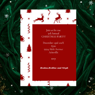 Invitación Clásico Reno de Navidad Rojo