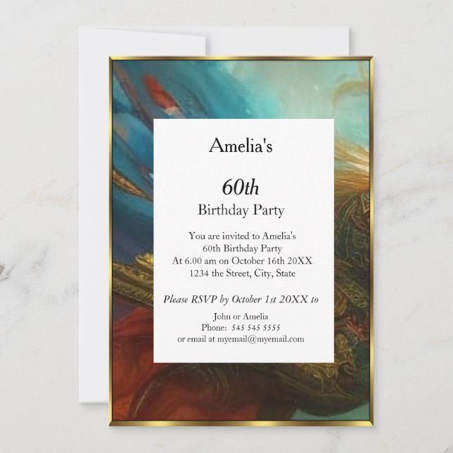 Invitación Clásico Resumen Partido de Cumpleaños verde azulad (Anverso)