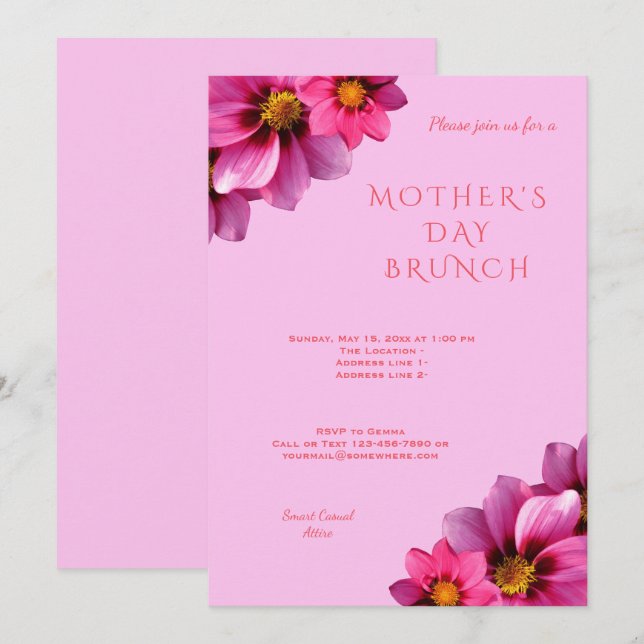 Invitación Clásico rincón decorativo del Día de la Madre Dahl (Anverso / Reverso)