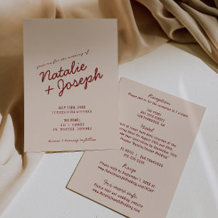 Invitación Clásico Rojo Azul Profundo Caprichoso Todo En Uno 