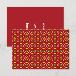 Invitación Clásico Rojo y Verde Geométrico Sin Costuras de Na