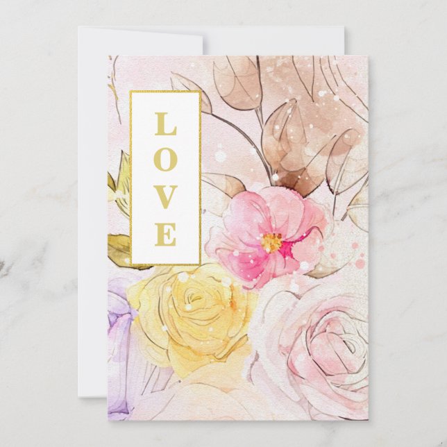 Invitación *~ Clásico Romance AR26 Flor QR Boda RSVP (Anverso)