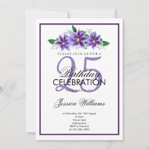 Invitación Clásico Romantic Purple Clematis Cumpleaños