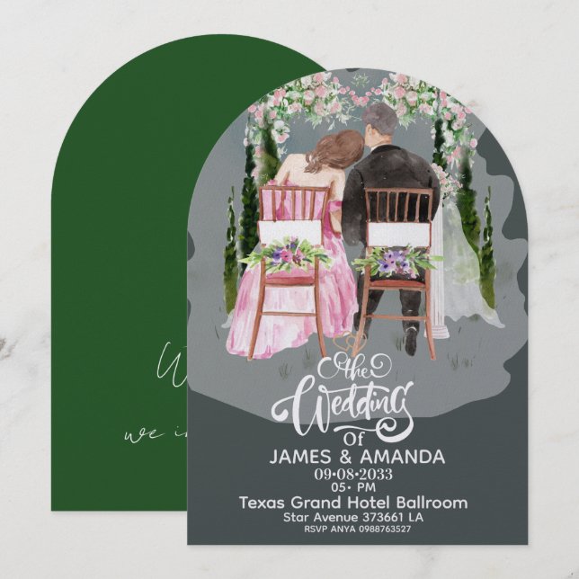Invitación Clásico Romántico de Boda con Presupuesto  (Anverso / Reverso)