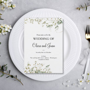Invitación Clásico romántico, flores blancas