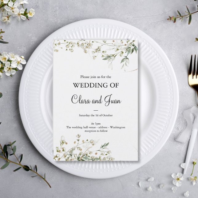 Invitación Clásico romántico, flores blancas (Subido por el creador)
