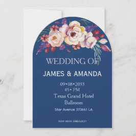Invitación Clásico Romántico Personalizado Azul