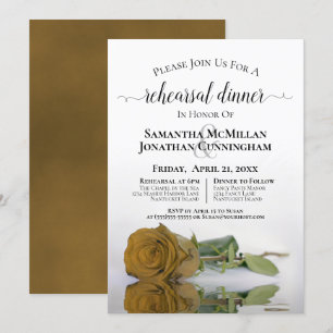 Invitación Clásico Rosa de Ochre Dorado Boda ensayar cena