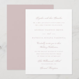 Invitación Clásico Rosa Polvo Rosa Script Bodas