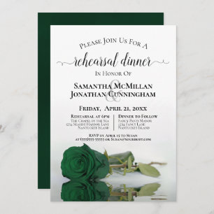 Invitación Clásico Rosa verde esmeralda ensayo Boda cena