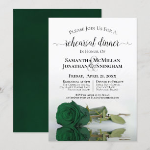 Invitación Clásico Rosa verde esmeralda ensayo Boda cena