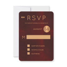 Clásico rsvp de boda de cobre metálico burgundy os