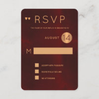 Clásico rsvp de boda de cobre metálico burgundy os