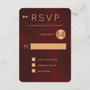 Invitación Clásico rsvp de boda de cobre metálico burgundy os