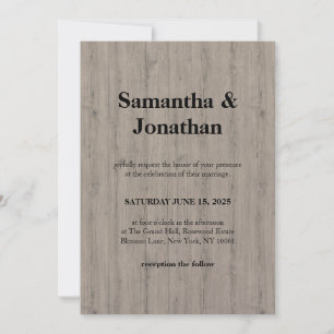 Invitación Clásico Rústico Estilo Tablón de Madera para Boda