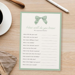 Invitación Clásico Sage Bow ¿Qué tan bien conoce Shower Game?