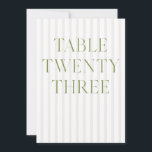Invitación Clásico Sage Green & Beige Boda 23<br><div class="desc">Este elegante número de tabla presenta un suave fondo rayado beige con una tipografía serif verde sabio refinada y acentos de escritura sutiles. Diseñado para bodas en el jardín, refinadas recepciones y atemporales celebraciones al aire libre. Coordina con la colección de invitaciones a bodas "Iris": haga clic en el vínculo...</div>